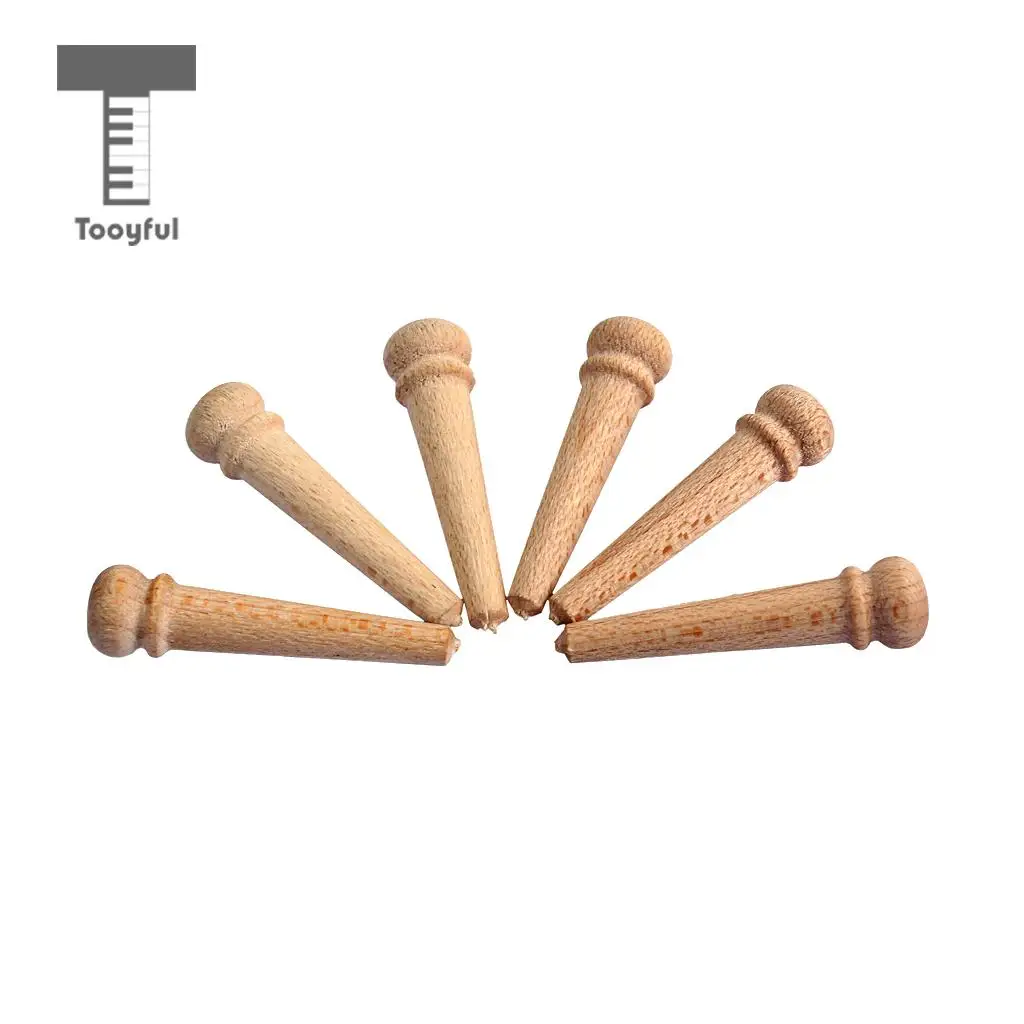6pcs Durable Maple Wood Acoustic Guitar Bridge Pins String Pegs for DIY Musical Stringed Instruments Guitar Bridge Replacement