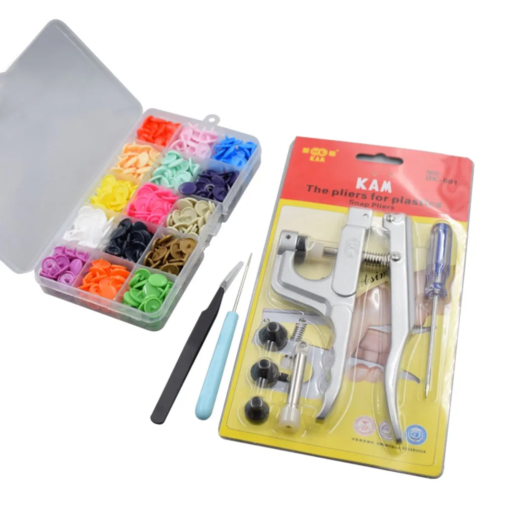 

Plastic Snaps Pliers Tool Set 150Set T5 12mm KAM Snap Starter Kit Glossy Size 20 Round Snap Fastener Kit