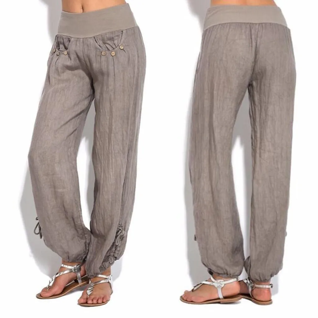 Women's Solid Buttons Cotton Pants Women Linen Casual Loose Trouser Wide Leg Pants Street Wear Women High Waist Sweatpants #608
Women's Solid Buttons Cotton Pants Women Linen Casual Loose Trouser Wide Leg Pants Street Wear Women High Waist Sweatpants #608