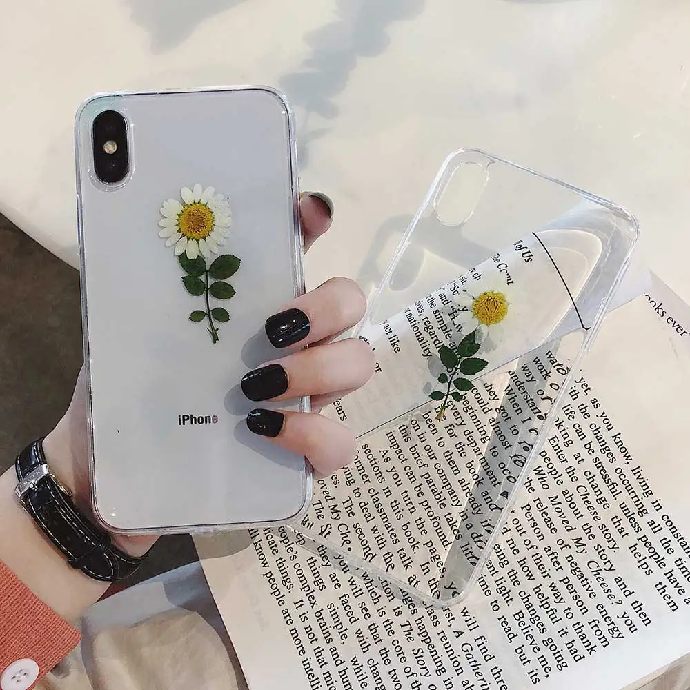 Boucho Transparent daisy Real Dried flowers Phone Cases For iPhone XS MAX XR X Soft Silicone Cover For iphone 8 6 6s 7 plus Case
Boucho Transparent daisy Real Dried flowers Phone Cases For iPhone XS MAX XR X Soft Silicone Cover For iphone 8 6 6s 7 plus Case