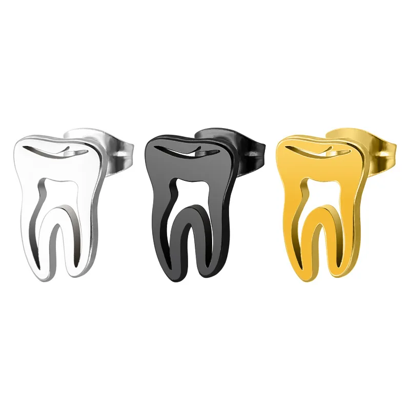 New Design Teeth Medical Earrings For Women Girls Punk Hip Hop Stainless Steel Stud Ear Jewelry Birthday Gifts | Украшения и