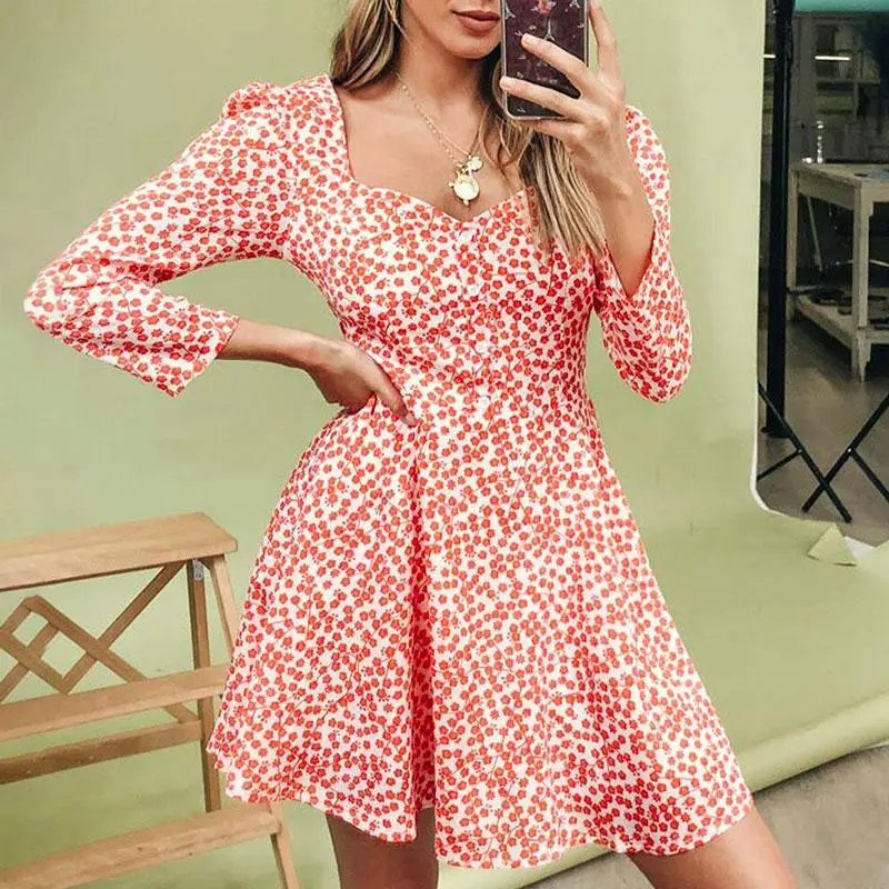 Turmeric Square collar elegant dress woman 2019 streetwear Autumn winter long sleeve dress Vintage floral print short dresses
Turmeric Square collar elegant dress woman 2019 streetwear Autumn winter long sleeve dress Vintage floral print short dresses