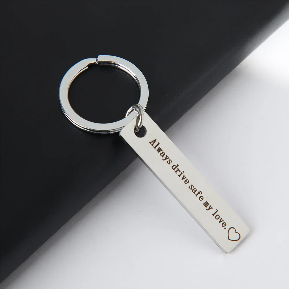 Punk Motorcycle Keychain Name Always Drive Safe My Love Tag Keychain Silver Steel Car Key Ring for Husband Gift
Punk Motorcycle Keychain Name Always Drive Safe My Love Tag Keychain Silver Steel Car Key Ring for Husband Gift
