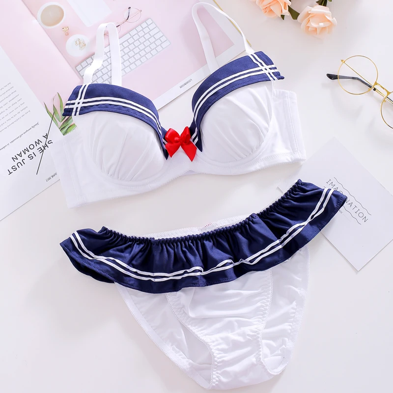 Lovely Underwear Girls Navy Style Bra Cotton Cup Sweet Ring Comfortable lingerie set bra and panty set dessous sujetador
Lovely Underwear Girls Navy Style Bra Cotton Cup Sweet Ring Comfortable lingerie set bra and panty set dessous sujetador