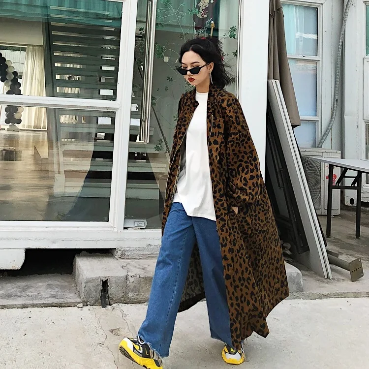 Jasmine Design Loose Large Edition Fashion Leopard-print Coat Women's BF Tools Wind Knee Long Overcoat jacket
Jasmine Design Loose Large Edition Fashion Leopard-print Coat Women's BF Tools Wind Knee Long Overcoat jacket