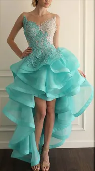 New 2019 Blue Prom Dresses Illusion O-Neck Neckline Organza Lace Appliques Ruffle Beads Sheer Back Hi-Lo Prom Dresses
New 2019 Blue Prom Dresses Illusion O-Neck Neckline Organza Lace Appliques Ruffle Beads Sheer Back Hi-Lo Prom Dresses