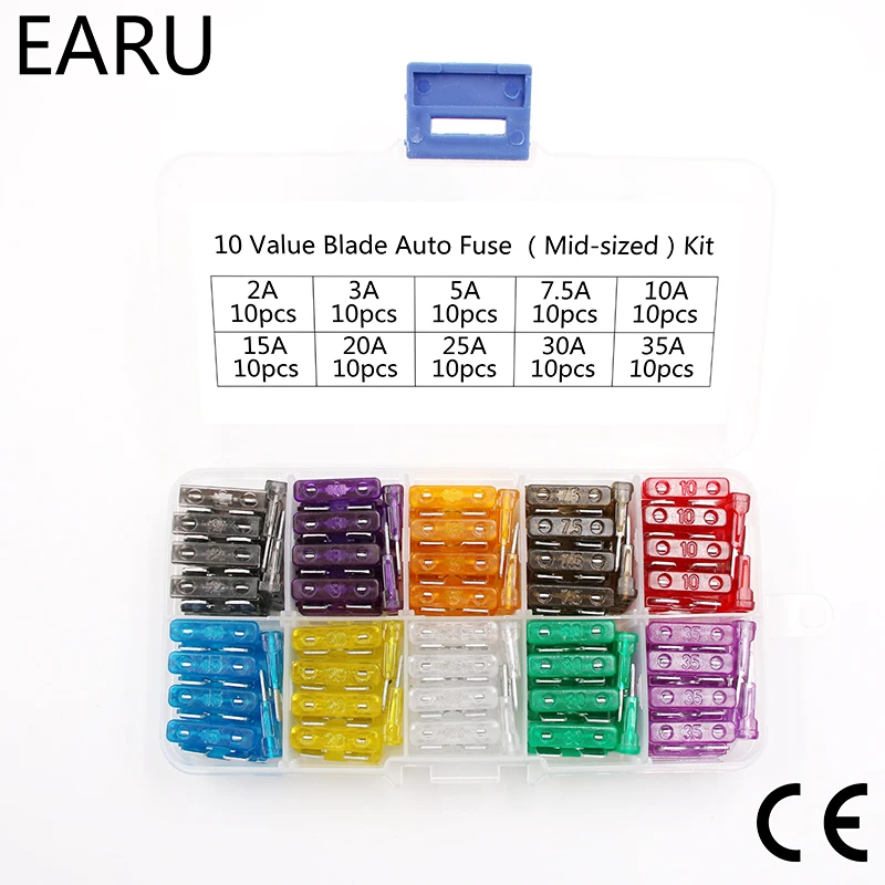 100pcs/lot Standard Motorcycle Auto Car Fuse Medium Automotive Boat Blade Fuses 2A 3A 5A 7.5A 10A 15A 20A 25A 30A 35A with Box
100pcs/lot Standard Motorcycle Auto Car Fuse Medium Automotive Boat Blade Fuses 2A 3A 5A 7.5A 10A 15A 20A 25A 30A 35A with Box
