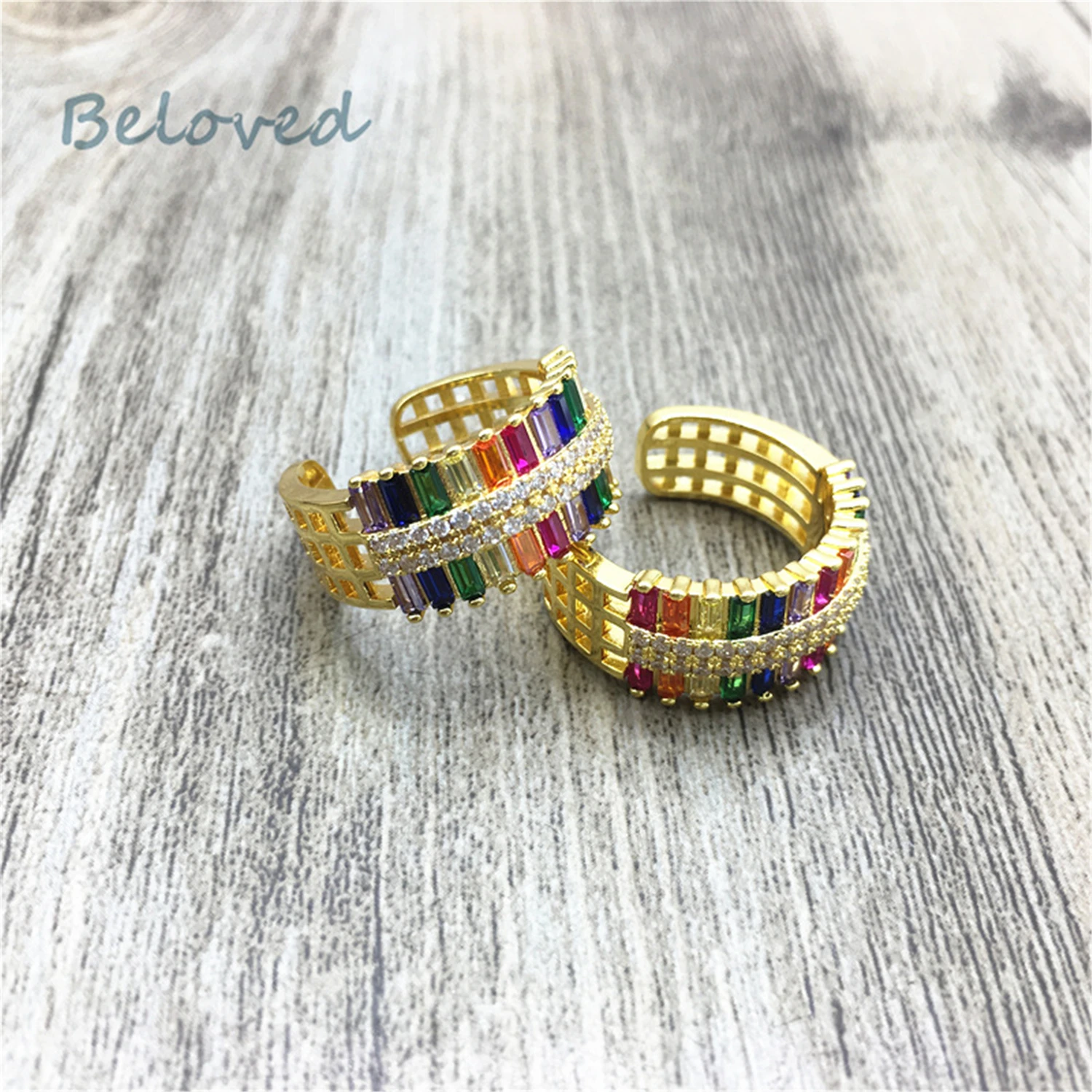 Adjustable Micro Paved Cubic CZ Zirconia Rainbow Rings, Gold Electroplated Colorful Zircon Women Rings Jewelry Gifts,BG18312
Adjustable Micro Paved Cubic CZ Zirconia Rainbow Rings, Gold Electroplated Colorful Zircon Women Rings Jewelry Gifts,BG18312