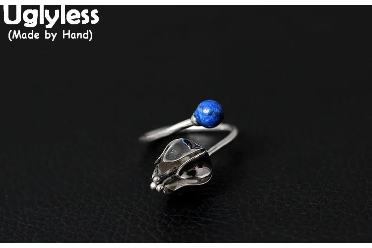 Uglyless Real S925 Sterling Silver Exotic Flower Rings for Women Vintage Ethnic Open Ring Nature Blue Lapis Beads Jewelry Bijoux
Uglyless Real S925 Sterling Silver Exotic Flower Rings for Women Vintage Ethnic Open Ring Nature Blue Lapis Beads Jewelry Bijoux