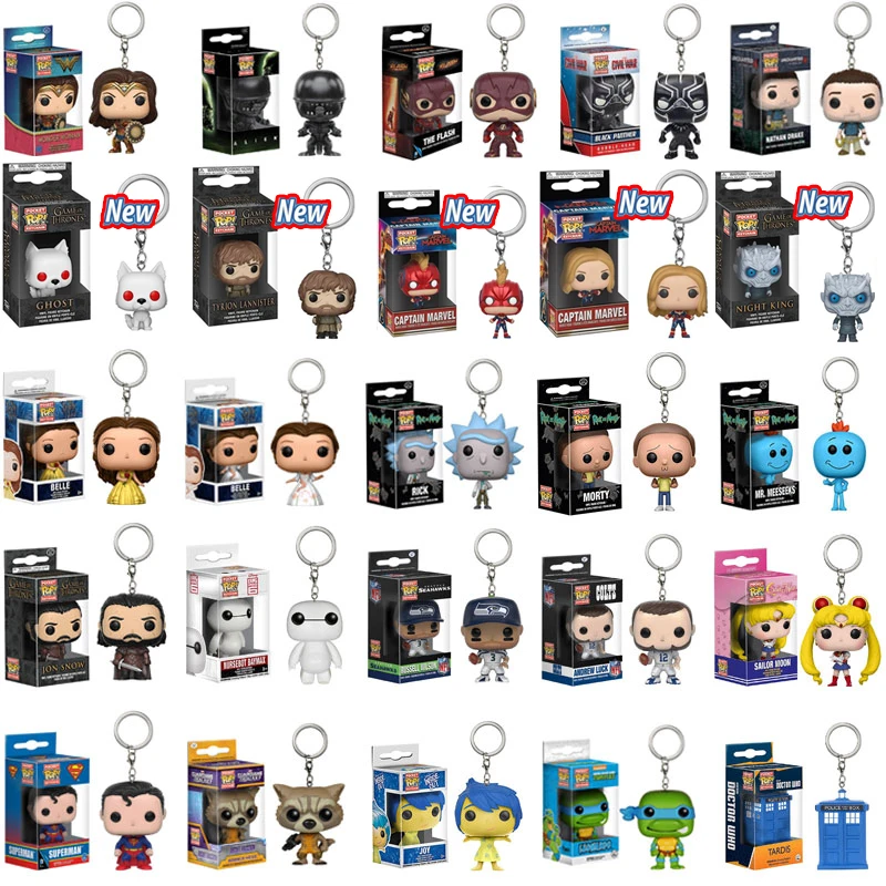 

FUNKO POP keychain Marvel Stranger Things Spider-Man Captain America SAILOR MOON Game of Thrones Maleficent with box