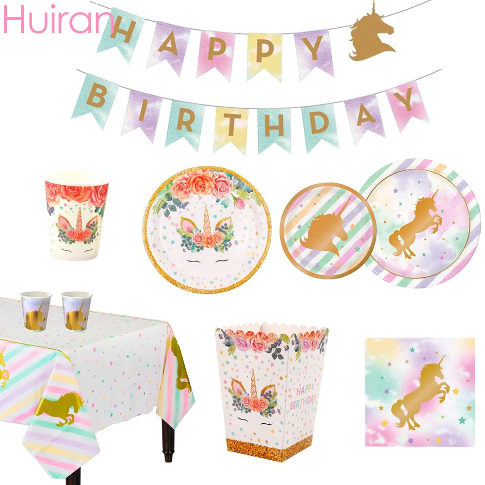 HUIRAN Pink Rainbow Unicorn Party Decoration Unicorn Birthday Party Decor Happy Birthday Banner Baby Shower Disposable Tableware
HUIRAN Pink Rainbow Unicorn Party Decoration Unicorn Birthday Party Decor Happy Birthday Banner Baby Shower Disposable Tableware