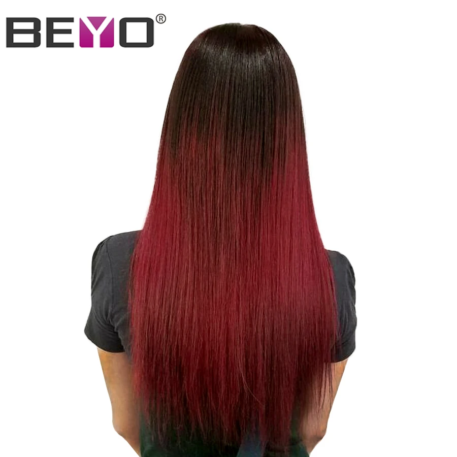 #1B99J Color Ombre lace front human hair wigs for black women brazilian straight lace wig With Baby Hair remy beyo (5)