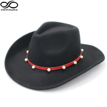 LUCKYLIANJI Unisex Cool Adjustable Strap Wool Felt Vintage Pearl Red Leather Ribbon Hondo Crown Anallergisch Cowboy Western Hat
LUCKYLIANJI Unisex Cool Adjustable Strap Wool Felt Vintage Pearl Red Leather Ribbon Hondo Crown Anallergisch Cowboy Western Hat