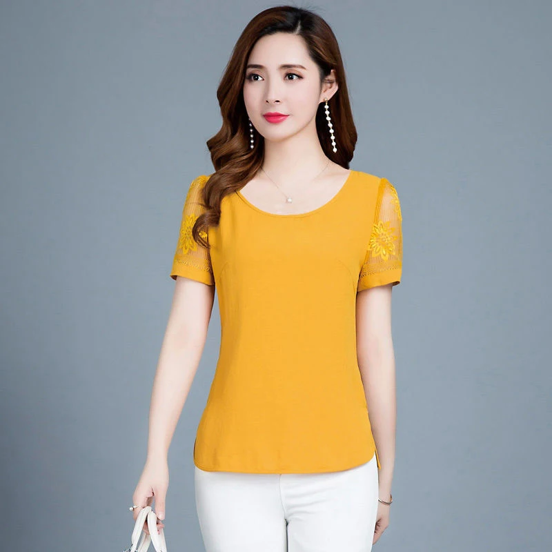Women Spring Summer Style Chiffon Blouses Shirts Lady Casual O-Neck Mesh Chiffon Blusas Tops DF2778
Women Spring Summer Style Chiffon Blouses Shirts Lady Casual O-Neck Mesh Chiffon Blusas Tops DF2778