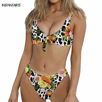 INSTANTARTS Women Sexy Bow-knot Bikini Set Leopard Orange Floral Pattern Female Bathing Suits High Cut Padded Bra Swimming Wear
INSTANTARTS Women Sexy Bow-knot Bikini Set Leopard Orange Floral Pattern Female Bathing Suits High Cut Padded Bra Swimming Wear