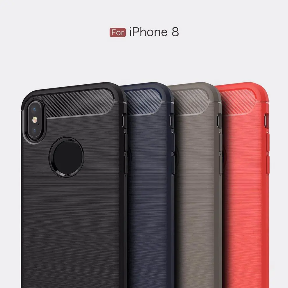 10pcs Gery Phone Cover For iPhoneX Cases Shell Carbon Fiber Brushed Soft TPU Silicon |