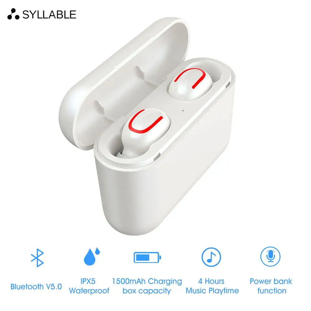 

Original SYLLABLE HBQ-Q32 TWS 4hours headset Battery Capacity extra EarBuds 1500mah Chargeing box As power bank with mic Q32 TWS
