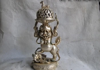 USPS to USA S0567 Tibet Buddhism White Copper Silver Foo Dog Lion Elephant incense burner Censer
USPS to USA S0567 Tibet Buddhism White Copper Silver Foo Dog Lion Elephant incense burner Censer