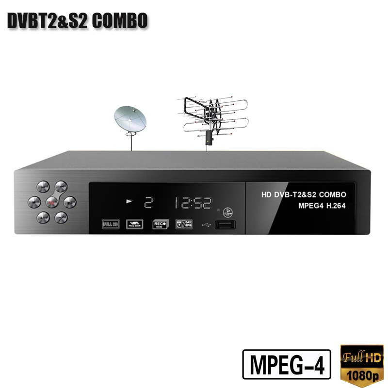 HD цифровой DVBT2 и S2 комбо H.264 ТВ приемник Спутниковые антенны наземного ресивер