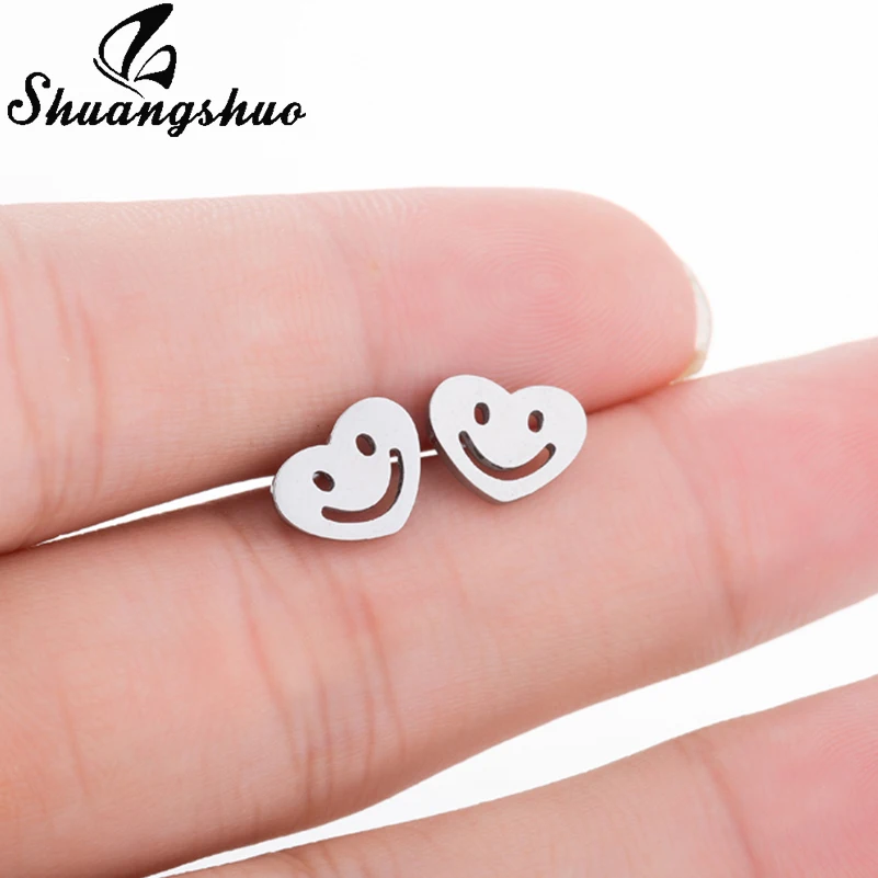 Shuangshuo Trending Heart Smile Face Earrings Female Heart Stainless Steel Earrings for Women Accessories Stud Earrings Gold
Shuangshuo Trending Heart Smile Face Earrings Female Heart Stainless Steel Earrings for Women Accessories Stud Earrings Gold