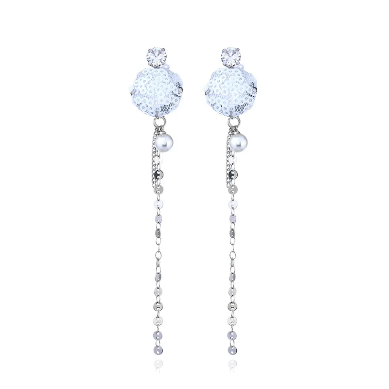 1Pair Fashion Rhinestone Pearl Earrings Geometric Round Circle Lace Crystal Drop Earring