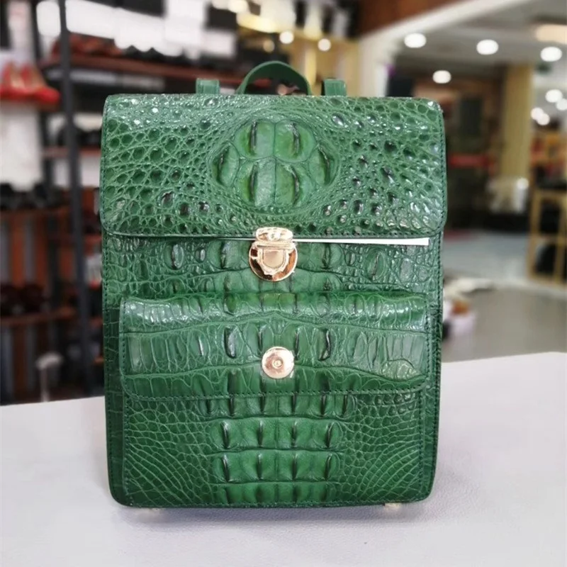 Authentic Crocodile Skin Female Lady Small Top-handle Backpack Genuine Alligator Leather Women's Flap Pocket Travel Bag Pack
Authentic Crocodile Skin Female Lady Small Top-handle Backpack Genuine Alligator Leather Women's Flap Pocket Travel Bag Pack