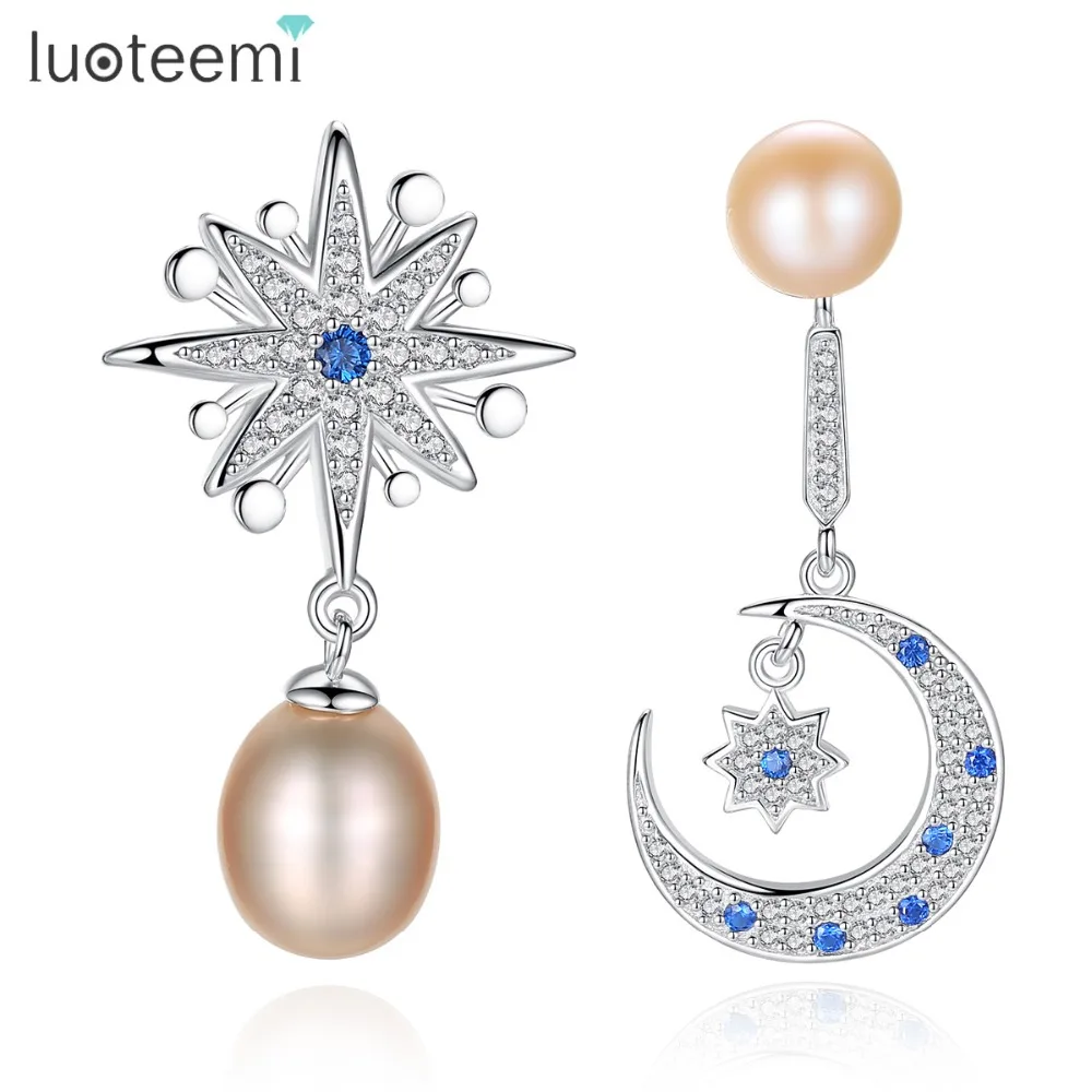 LUOTEEMI 925 Sterling Silver Fashion Pearl Dangle Earrings Wedding Bridal Moon Star Drop Earring for Women Girls Silver Jewelry
LUOTEEMI 925 Sterling Silver Fashion Pearl Dangle Earrings Wedding Bridal Moon Star Drop Earring for Women Girls Silver Jewelry