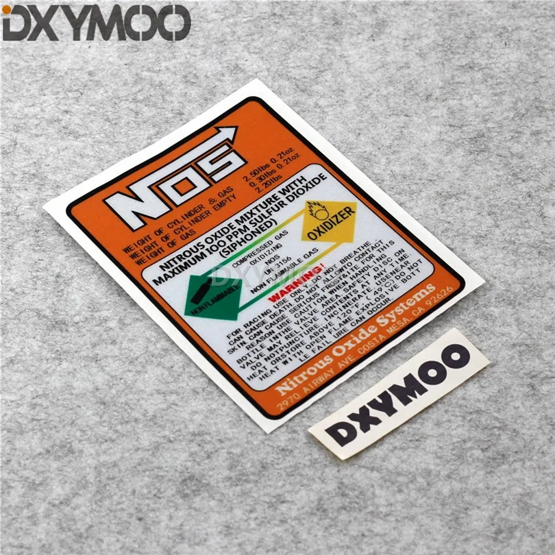 1PCS Car Styling Vinyl Decal Warning Nitrous Oxide Mixture Oxidizer Systemrs NOS Motorcycle Bike Sticker
1PCS Car Styling Vinyl Decal Warning Nitrous Oxide Mixture Oxidizer Systemrs NOS Motorcycle Bike Sticker