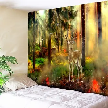 

Cute Elk Forest Tapestry Colored Starry Warm Sunshine Hippie Tapestry Home Decor Mandala Tapestry Trees Boho Tapisserie Murale