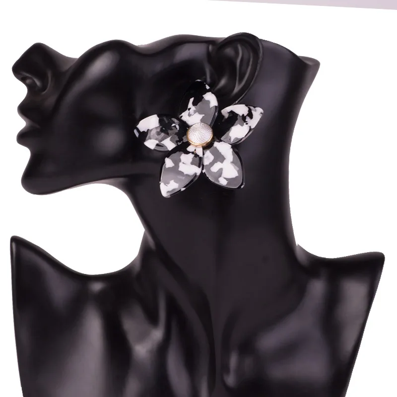 Vintage Acetic Resin Earrings Flower for Women 2019 Big Acrylic Earings Black for Girls Fashion Elegant Summer Jewelry Brincos (5)