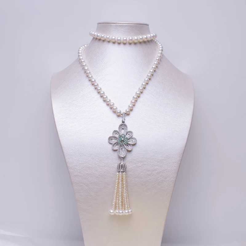 Luxury Flower Pearl Pendant Necklace 8-9mm Genuine Pearl Strong Luster Autumn/Winter Design Pearl Necklace Jewelry Gifts 80cm
Luxury Flower Pearl Pendant Necklace 8-9mm Genuine Pearl Strong Luster Autumn/Winter Design Pearl Necklace Jewelry Gifts 80cm