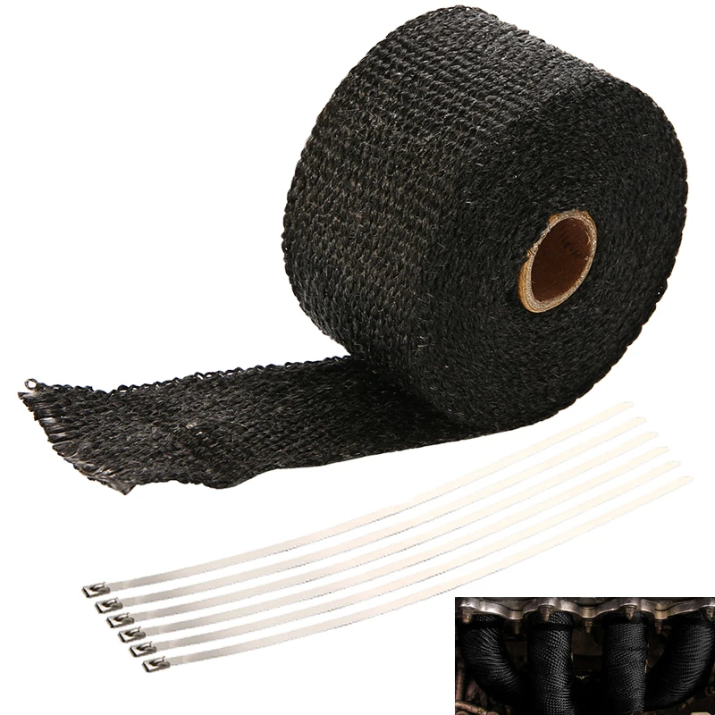1 Roll 5M Black Exhaust Header Heat Wrap with 6 Stainless Cable Ties Resistant For Car Motorcycle Accessories Parts
1 Roll 5M Black Exhaust Header Heat Wrap with 6 Stainless Cable Ties Resistant For Car Motorcycle Accessories Parts