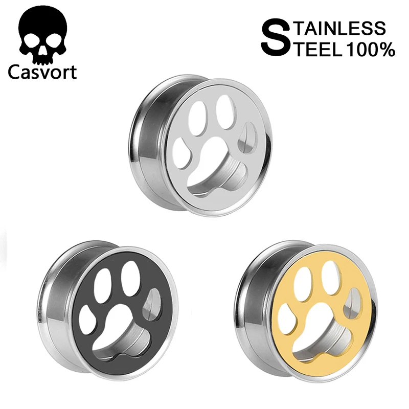 Casvort Piercing stainless steel ear plugs double flared ear tunnel dog paw body jewelry ear gauges pair selling
Casvort Piercing stainless steel ear plugs double flared ear tunnel dog paw body jewelry ear gauges pair selling