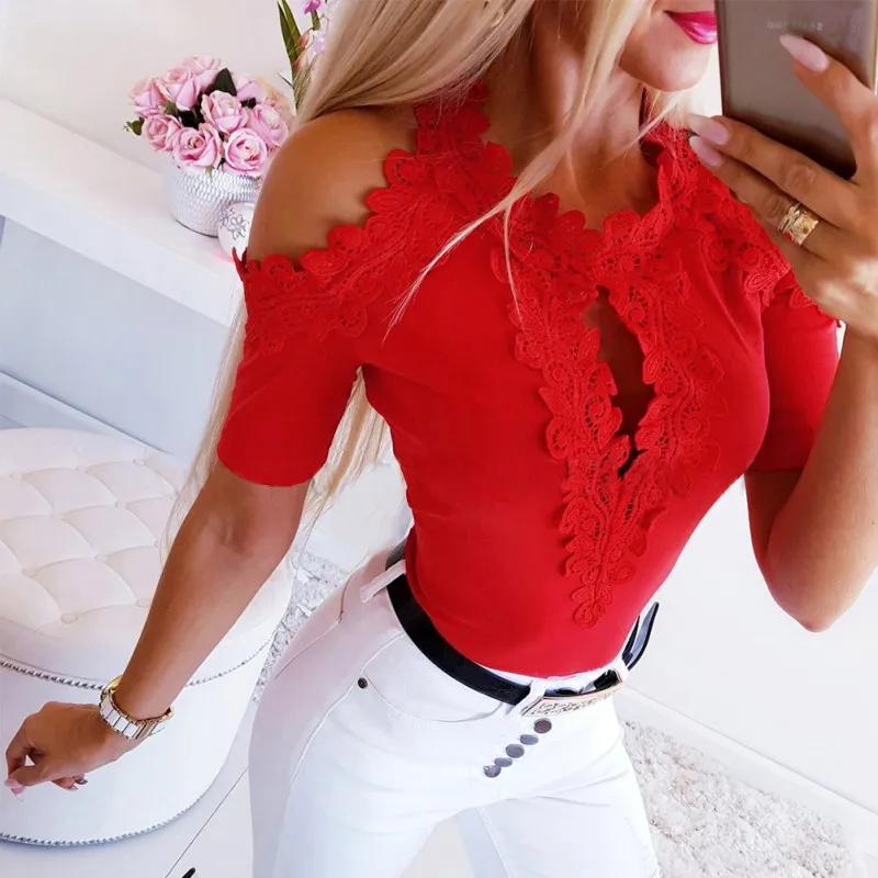 2019 Short Sleeve Floral Appliques Summer T-shirt Sexy Off Shoulder T Shirt Women Sexy Hollow Out Fashion Tee Shirt Blusas Femme
2019 Short Sleeve Floral Appliques Summer T-shirt Sexy Off Shoulder T Shirt Women Sexy Hollow Out Fashion Tee Shirt Blusas Femme