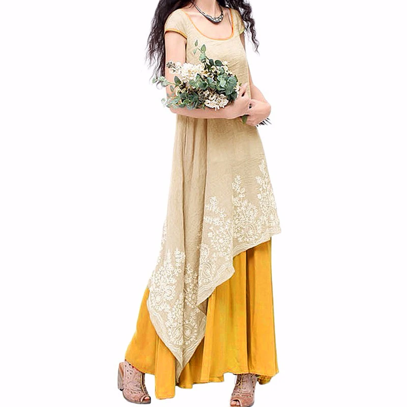 2019 Summer Women Short Sleeve Elegant Dress Long Maxi Vestido Casual 2 in 1 Patchwork Embroidery Kaftan Robe Femme Plus Size
2019 Summer Women Short Sleeve Elegant Dress Long Maxi Vestido Casual 2 in 1 Patchwork Embroidery Kaftan Robe Femme Plus Size