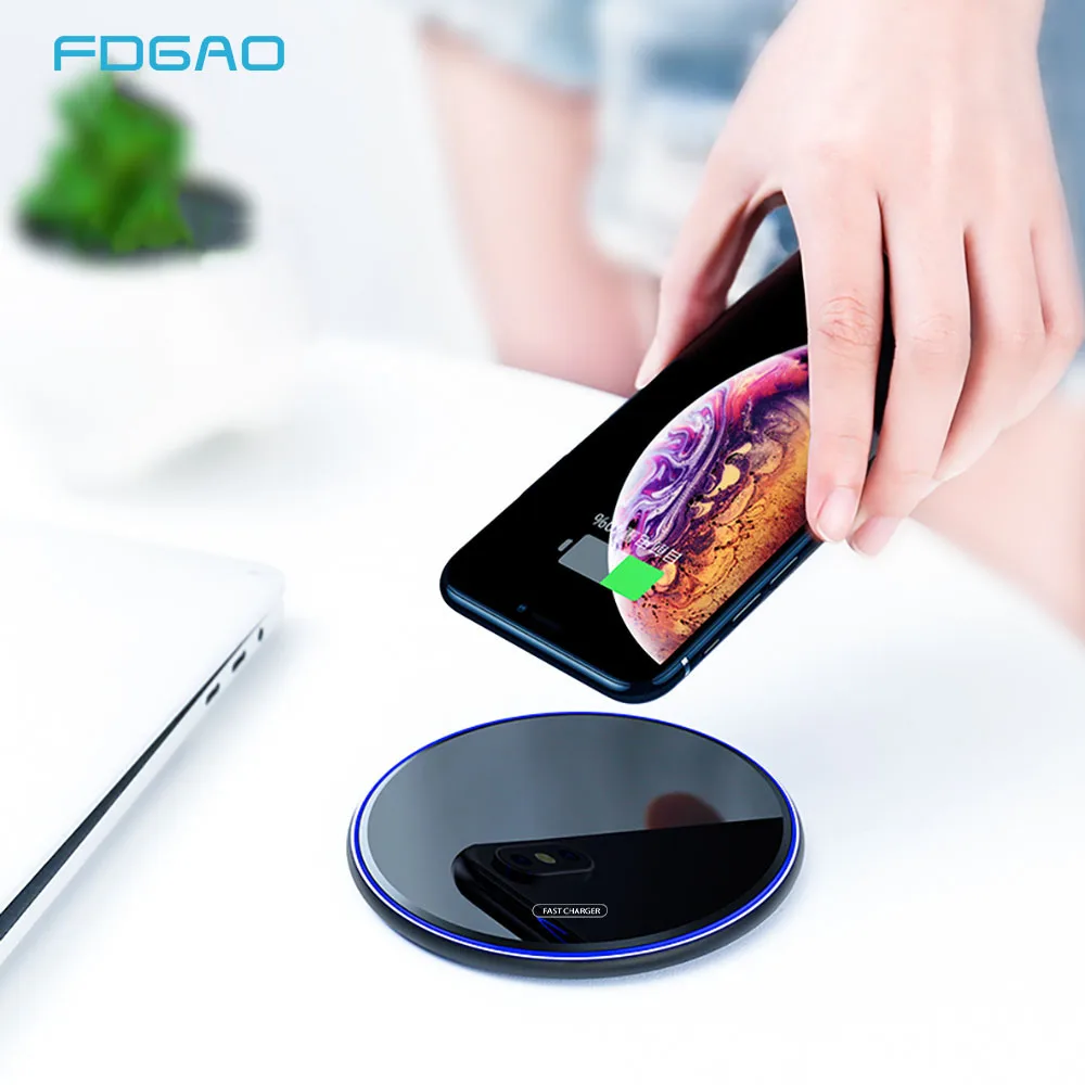 

FDGAO 10W Qi Fast Wireless Charger for iPhone X XR XS Max 8 Plus For Samsung S10 S9 S8 Xiaomi Mi 9 Phone Wireless Charging Pad