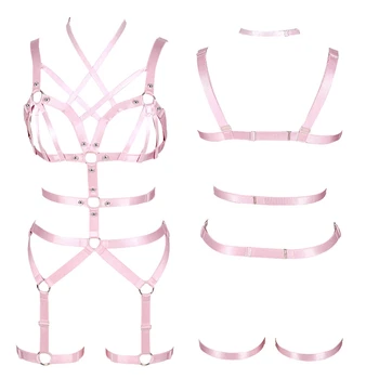 Pink Harness Bra Full Body Lingerie Set Strappy Cage Chest Belt Adjustable Triangle Frame Garter Belts Sexy Punk Goth Party Rave
Pink Harness Bra Full Body Lingerie Set Strappy Cage Chest Belt Adjustable Triangle Frame Garter Belts Sexy Punk Goth Party Rave