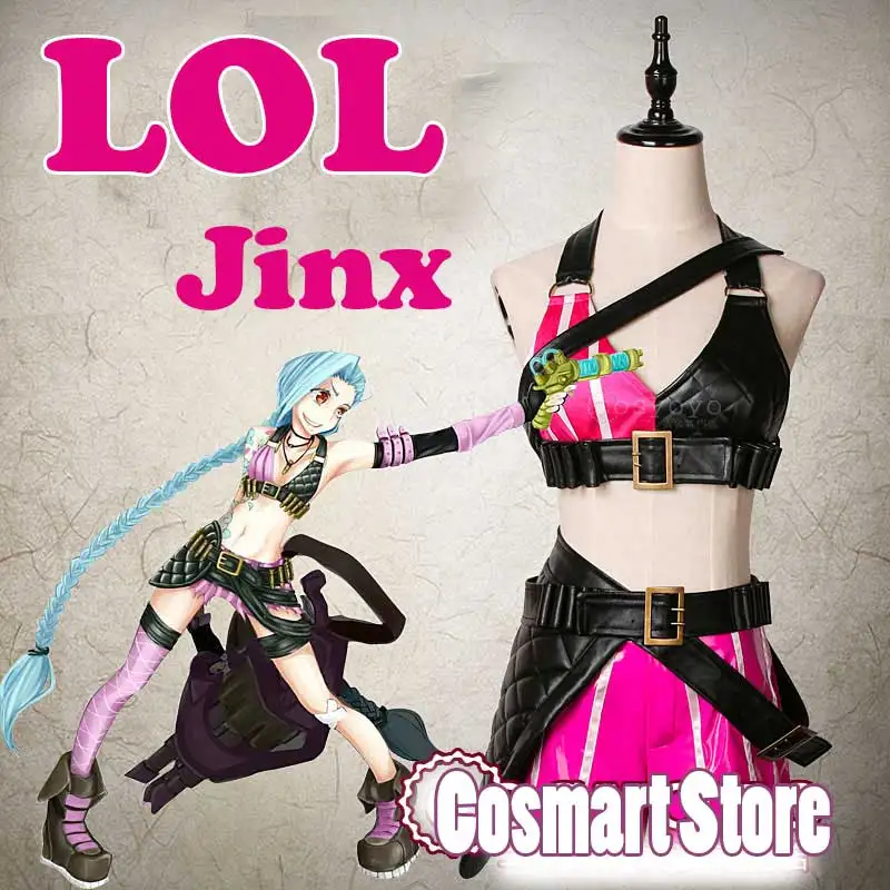 Hot Game LOL Cosplay Jinx Uniform New 2018 Halloween Cosplay costume Top+Shorts+Gloves+Belt+accessories Free shipping
Hot Game LOL Cosplay Jinx Uniform New 2018 Halloween Cosplay costume Top+Shorts+Gloves+Belt+accessories Free shipping