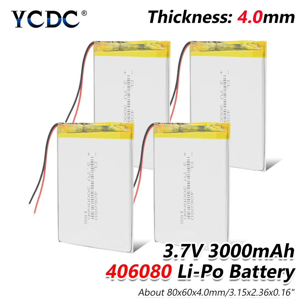 Rechargeable 406080 3.7V 3000mAh Li-polymer li-ion Lipo Battery Batteries Replacement Bateria For DVD Tablet GPS Electric Toys
Rechargeable 406080 3.7V 3000mAh Li-polymer li-ion Lipo Battery Batteries Replacement Bateria For DVD Tablet GPS Electric Toys