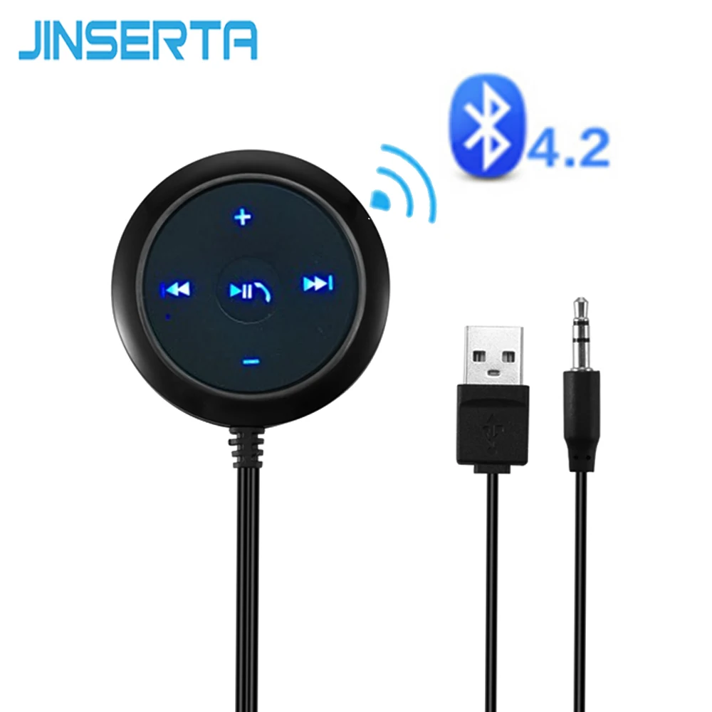 

JINSERTA Wireless Car 3.5mm Bluetooth V4.2 Receiver Music Audio Receiver Adapter Hands-free Car Kit A2DP Streaming Kit