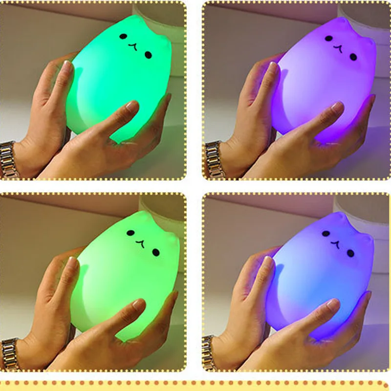 Lovely Cat LED Night Light for Children Kids Bedside Decorative Lamp Multicolor Silicone Touch Sensor Tap Control Nightlight
Lovely Cat LED Night Light for Children Kids Bedside Decorative Lamp Multicolor Silicone Touch Sensor Tap Control Nightlight