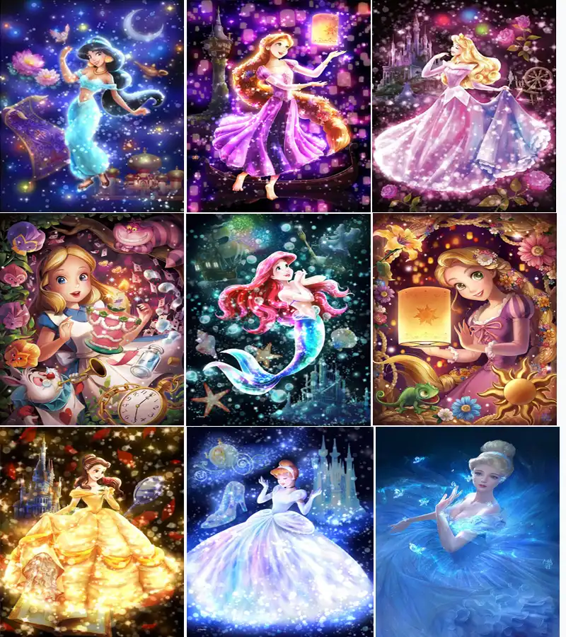 princess cute mermaid cinderella rhinestone painting crystal