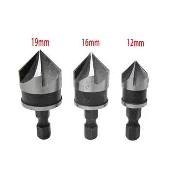 3pcs 5 Flute 90 Degree 1/4 Hex Shank Countersink Drill Bit Woodworking Counter Sink Chamfering Debur Tool Set 12/1/19mm
3pcs 5 Flute 90 Degree 1/4 Hex Shank Countersink Drill Bit Woodworking Counter Sink Chamfering Debur Tool Set 12/1/19mm