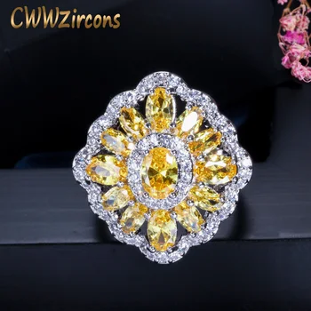 CWWZircons Brand Vintage Big Yellow Crystal Ring for Women Cubic Zirconia Setting Delicate Engagement Wedding Jewelry R099
CWWZircons Brand Vintage Big Yellow Crystal Ring for Women Cubic Zirconia Setting Delicate Engagement Wedding Jewelry R099