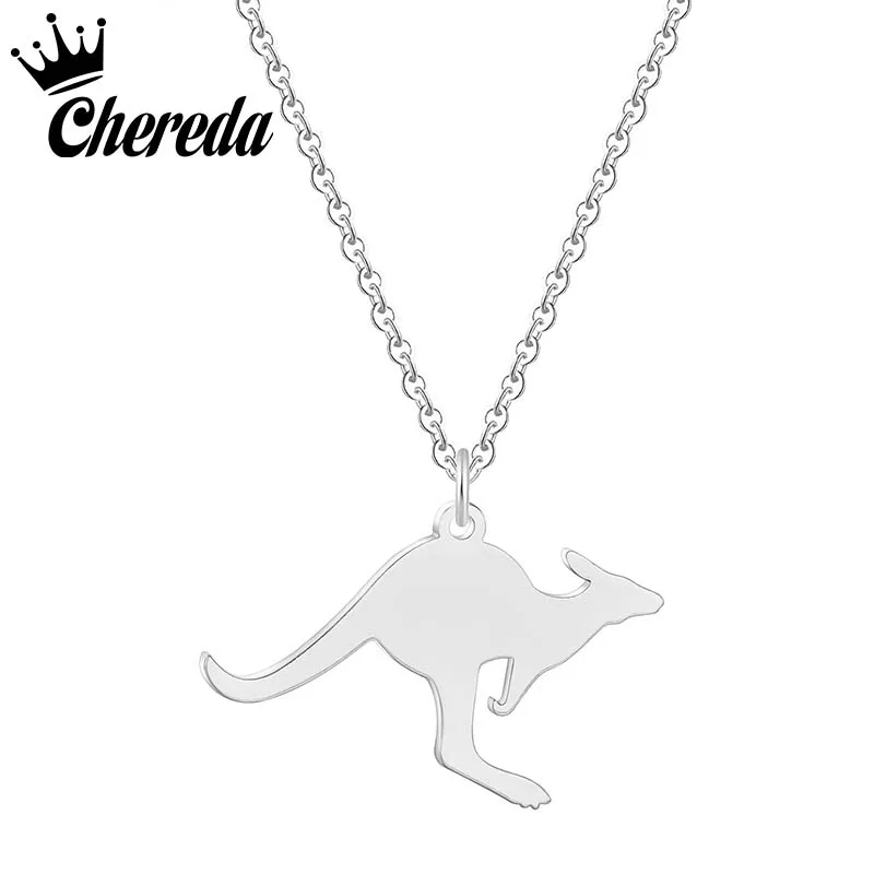 

Chereda Stainless Steel Necklace For Women Man Lover's Gold Silver Color Pendant Necklace Engagement Kangaroo Jewelry