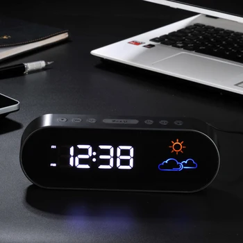 LCD Digital Display Automatically FM Snooze Function Black Weather Forecast Desk Radio Alarm Clock LED Electronic Bedside Clock
LCD Digital Display Automatically FM Snooze Function Black Weather Forecast Desk Radio Alarm Clock LED Electronic Bedside Clock