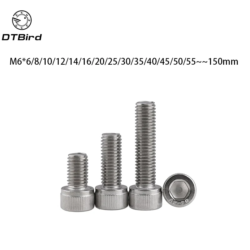 DIN912 M6 Metric Thread 304 Stainless Steel Hex Socket Head Cap Screw Bolts M6*(6/8/10/12/14/16/18/20/22/25/30/35/40~150) mm
DIN912 M6 Metric Thread 304 Stainless Steel Hex Socket Head Cap Screw Bolts M6*(6/8/10/12/14/16/18/20/22/25/30/35/40~150) mm