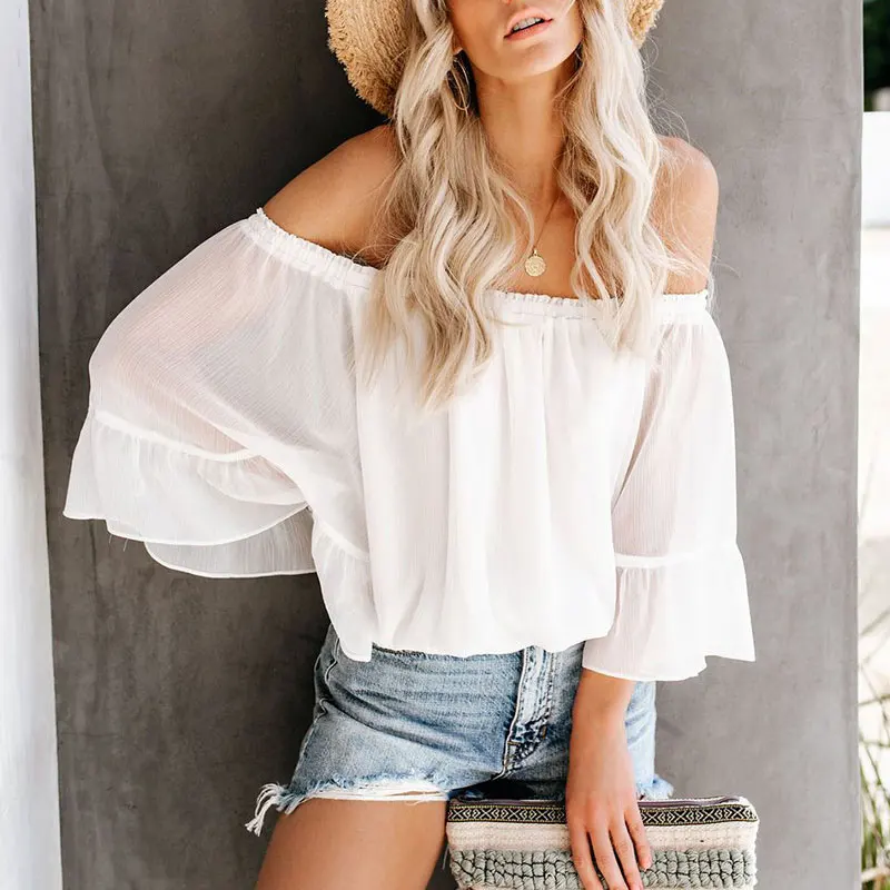 MOSHENGQI Fashion Women Off Shoulder Top Long Sleeve Pullover Casual Blouse Ruffle Chiffon Shirts Women Blouse And Tops
MOSHENGQI Fashion Women Off Shoulder Top Long Sleeve Pullover Casual Blouse Ruffle Chiffon Shirts Women Blouse And Tops