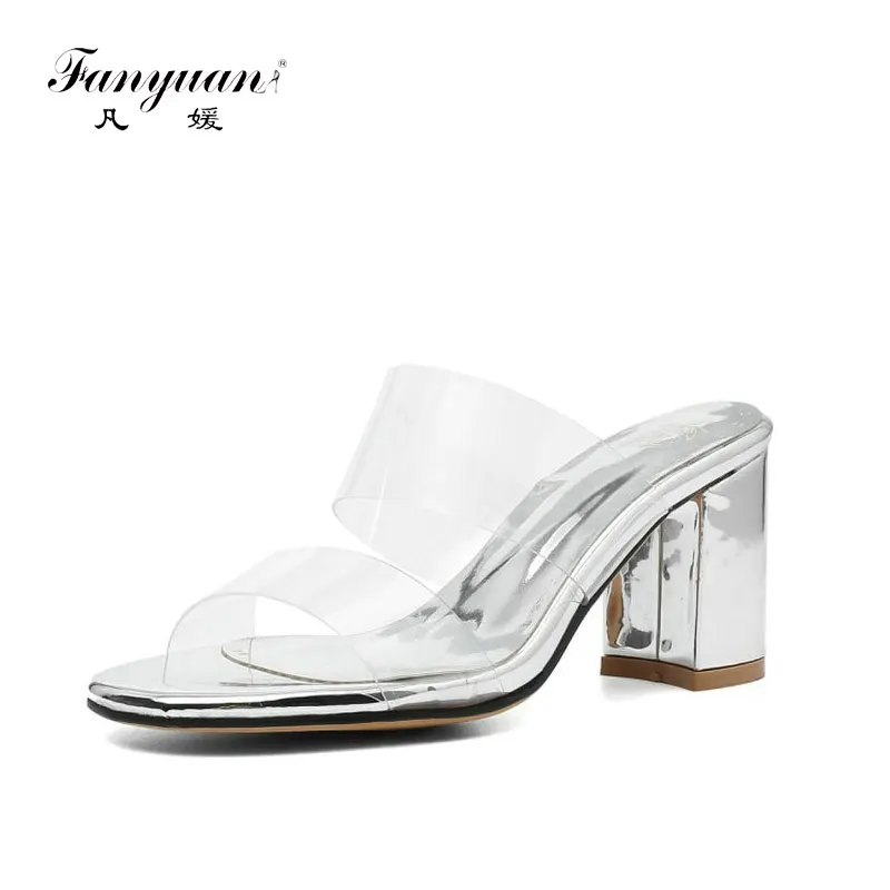 fanyuan slippers open toe silver gold PVC transparent block high heels woman jelly sandals women slides slippers mules shoes
fanyuan slippers open toe silver gold PVC transparent block high heels woman jelly sandals women slides slippers mules shoes