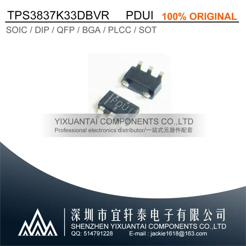 

10pcs/lot TPS3837K33DBVR TPS3837K33DBV TPS3837K33 Marking:PDUI IC SUPERVISOR 1 CHANNEL SOT23-5 New Original